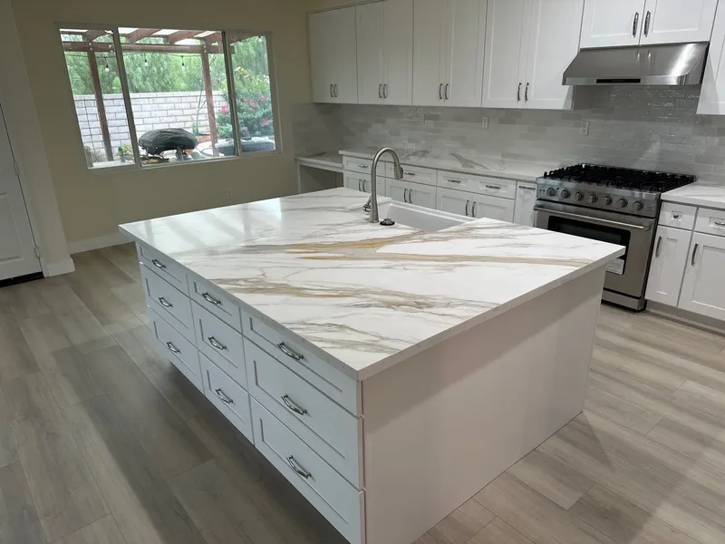 Custom kitchen cabinets built from cabinet-grade plywood installed in Temecula CA home